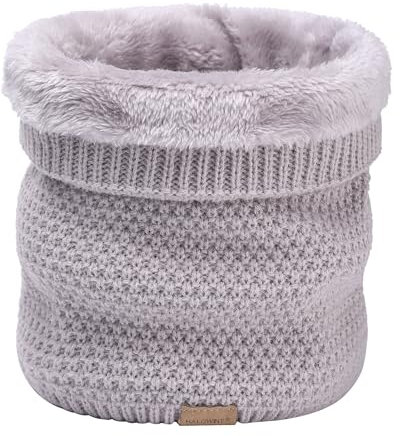 Figarge Schlauchschal Damen Winter Halsschlauch Herren Winter Loop Schal Dick Nackenwärmer Halswärmer Fleece Sport Gamaschenmaske Strickschal Kreisschlaufenschals für Motorrad Fahrrad Ski (Hellgrau)