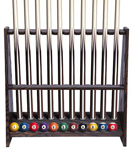 Billiards Queue Halter, Snooker Pool Cue Rack, Queue Rack Billard Zubehör zur Aufbewahrung, von Billard Kö und Billardkugeln für Heim/Verein Billardwerkzeugen, für 10 Pool Billard Stick, Braun