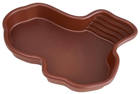 Fenteer Reptilien-Badebecken, Reptilien-Futternapf, extra große Schildkröten-Wassernapf, Eidechsen-Lebensraum für Hamster, Skorpion, Braun Ohne Schlauch