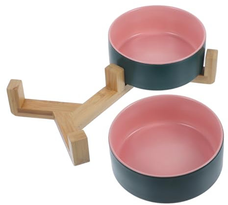 DOITOOL 1ensemble Céramique pour Chat avec Support Bol Surélevé pour Nourriture Et Eau Design Moderne Facile à Nettoyer Format pour