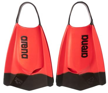 Arena Powerfin Pro II - Pinne unisex per adulti, in silicone, unisex, con lama corta, sinistra/destra, personalizzabili, rosso/nero, taglia 38-40