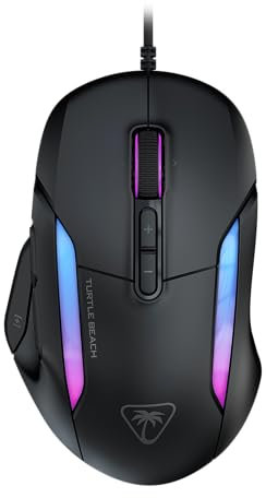 Turtle Beach Kone II – Ergonomische RGB-Gaming-Maus, 26K DPI Optischer Sensor, optische Schalter mit 100 Mio. klick-Lebensdauer, 23 programmierbare Funktionen, 4D-Scroll-Rad, Schwarz