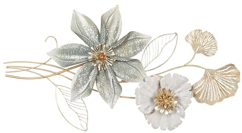 Beliani Wanddekoration Blumen Metall gold/grün einteilig handgemacht modern Europium