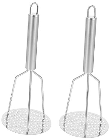 Amosfun 2pcs Stainless Steel Potato Crusher Vegetable Masher Puree Maker Kitchen Utensil
