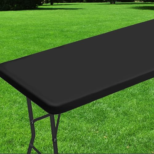 Roucerlin Mantel rectangular para mesa de picnic, mantel elástico de poliéster ajustable para mesas plegables de 6 pies, mantel impermeable para exteriores, camping, fiesta, patio, tarjetas esenciales