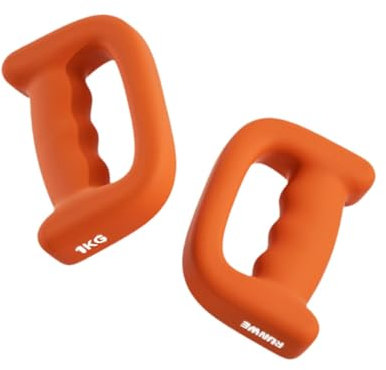 kowaku 2 Stück Boxhanteln, Handgewichte, 1 kg, rutschfeste Hantel mit Griff für Yoga, Workout, Aerobic-Trainingsgeräte, Orange