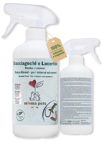 Mama Pets Repellente Disabituante per Gechi, Lucertole e Piccoli Rettili, Spray 100% Naturale da 500 ml, per Interni ed Esterni
