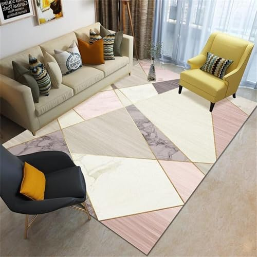 OUZUIU Schallschutz Teppich rutschfeste und Kurze Teppich Stapel können mit Wasser gewaschen Werden, modern und einfach Teppich Kurzflor Mehrfarbig Hundedecke Langer Teppich Flur 120x150cm Carpet