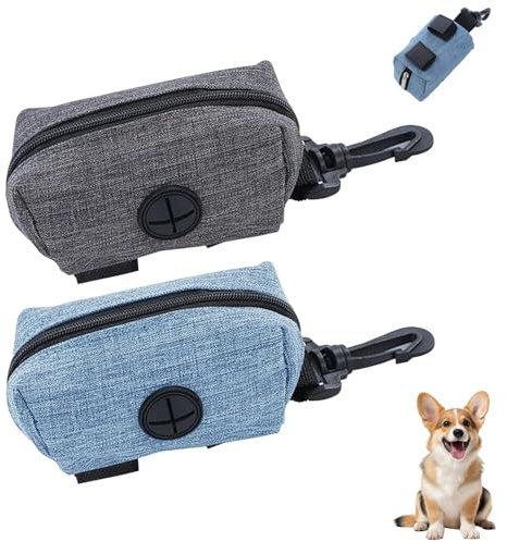 2 PCS Poo Bag Holder, Dog Poop Bag Holder, Poo Bag Dispenser, Poo Bag Holder for Dogs Lead, Dog Poop Bags Dispenser for Leashes, Portable Poop Bags Holders with Magic Tape for Walking Running