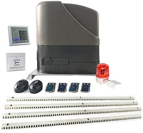 Apriporta da Garage, Kit di sicurezza DC 12V 800KG. Apritazione elettrica scorrevole Apritore automatico con rack in acciaio a 4 metri(Kit6)