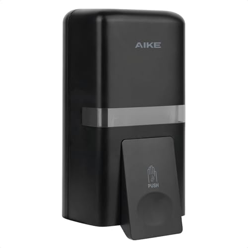 AIKE Dispenser Sapone Bagno Muro senza Forature, 800 ml Manuale in Plastica, Liquido per Mani Commerciale AK1008 (Nero)