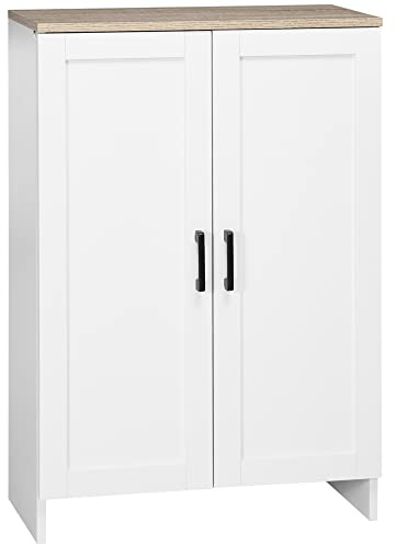 HOMCOM Buffet Meuble Cuisine Rangement Double Porte 60 x 30 x 90 cm Blanc