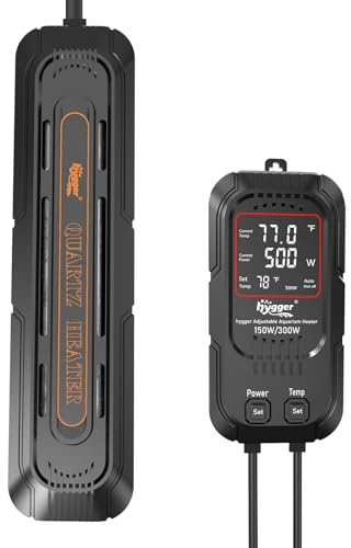 hygger Aquarium Heater Adjustable Power 500W/1000W, Fish Tank Heater with Led Digital Display Controller, Dual Quartz Glass for 400-800L Freshwater Saltwater Tank