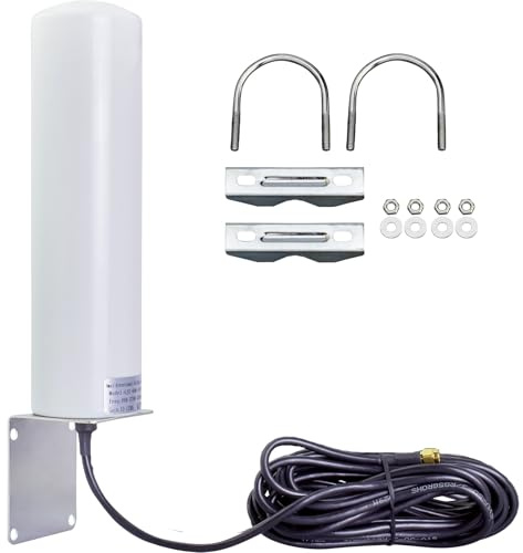 BOOBRIE 5G 4G LTE Outdoor Antenna 698-3800MHz High Gain Omni-Directional Antenna Outdoor 10dBi with RG585 Low-Loss Cable SMA Male Connector for Router Modem Gateway Weatherproof