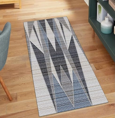 QQrunner Alfombra de pasillo de retazos para pasillo, color gris, antideslizante, 100 x 100 cm, lavable, para pasillo, decoración del hogar, alfombra larga para dormitorio