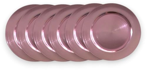 KORAT Set Sottopiatti Decorativi 33 cm in Plastica Rigida – 5 Colori (Rosso, Oro, Argento, Bianco, Rosa Antico) – Decorazione per Tavola Elegante, Eventi, Feste e Matrimoni (6, Rosa Antico)