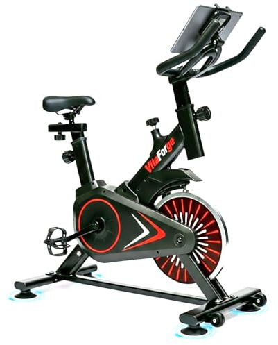 Heimtrainer fahrrad für Zuhause – Cardio & Po-Training mit ergometer Indoor Cycling Bike, 5-fach höhenverstellbar, 3KG Schwungrad, ultra-leiser Betrieb bis 120kg Belastung(Black)