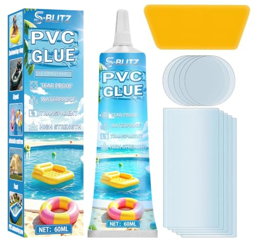 StinkBlitz Pool Reparaturset, Pool Flicken Wasserdicht,Transparent,PVC Kleber für Schlauchboot, Poolfolie, Schwimmringe, Hüpfburgen, Whirlpools, Kajaks,60ML