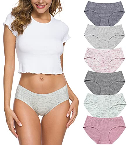 Wealurre Cotton Bikini Women's Breathable Panties Seamless Comfort Underwear(3128L,Stripe 2)
