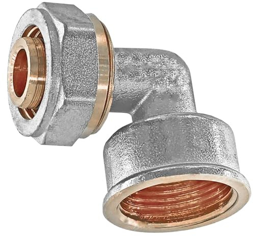 MegaHaustechnik Winkel mit 1 Zoll Innengewinde IG Schraubfitting für Mehrschichtverbundrohr 32x3 mm (AußenØ x Wandstärke) aus Messing Verschraubung Trinkwasser geeignet