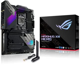 ASUS ROG Maximus XIII Hero Gaming Mainboard Sockel Intel LGA 1200 (Intel Z590, ATX, 4x M.2, USB 3.2 Gen 2x2, PCIe 4.0, Thunderbolt 4, WiFi6, Aura Sync), MB ASUS ROG MAXIMUS XIII HERO