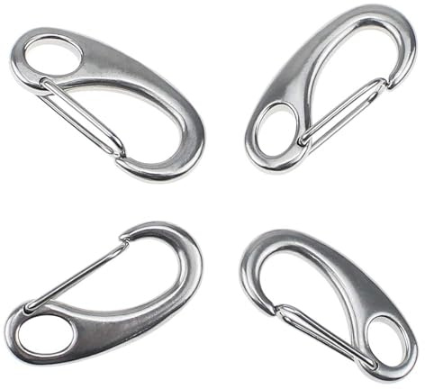 CYUaoao 4 Piezas Clip de Mosquetón con Forma de Huevo de Barco - 50 mm Gancho de Resorte de Acero Inoxidable - Mosquetones de Escalada Tipo 8 Mini Llavero Mosquetón para Mochila Senderismo Escalada