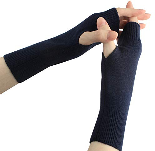 Larcele Kaschmir Handschuhe Fingerlose Fäustlinge Handwärmer für Damen BZST-02 (Blau 4562)