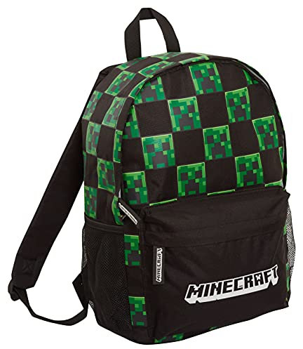 Minecraft Creeper Gamer Backpack for Kids Adults Laptop Backpack Gift for Gamers, Black, Taille unique, Daypack