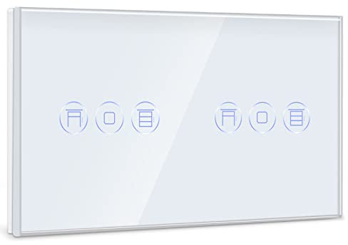 BSEED Doppel Smart Rolladenschalter,Fernbedienung mit Smart Life APP, Kompatibel mit Alexa und Google Home,Doppel Smart Jalousien Schalter mit Touch Panel Weiß,APP Fernbedienung und Timing Funktion