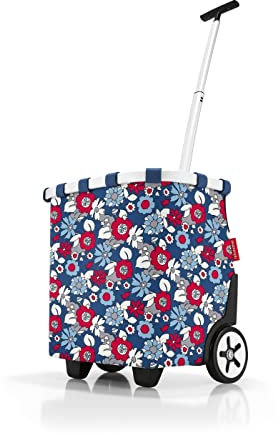 reisenthel carrycruiser Tragbarer Einkaufstrolley mit stabilem Aluminiumrahmen, Schultergurt und herausnehmbarer Netz-Innentasche Aus wasserabweisendem Material, Farbe:Florist Indigo