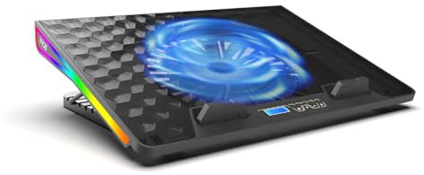 inca INC-608 RGB Gaming Notebook Kühlpad mit LCD-Display, 5-Fach höhenverstellbar, leiser 185mm Lüfter, Laptop Kühler mit RGB-Beleuchtung, USB-Powered, für 13–17,3 Zoll Notebooks