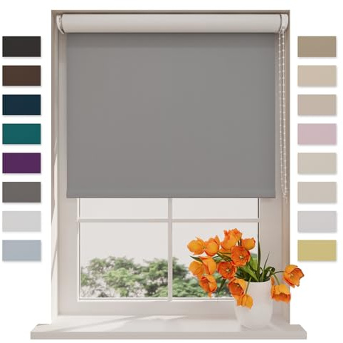 DTCH® Verdunkelungsrollo, hellgrau, 180 x 190 cm | Für Fenster, 100% verdunkelnd, Wand- oder Deckenmontage, Klemmfix separat erhältlich, Breiten bis 240 cm, kindersicher