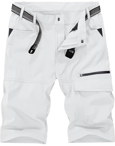KEFITEVD Snabbtorkande cargoshorts för män, andas, klättring, safari-shorts, byxor med flera fickor, White, 48 SE