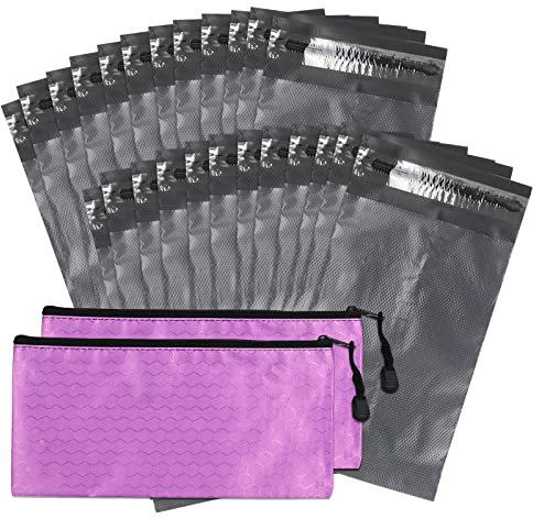 Sanitärservietten-Entsorgungsbeutel, feminine, persönliche Entsorgungsbeutel, 200 graue, blickdichte Beutel und 2 lila Damenbinden Aufbewahrungsbeutel für Hygieneentsorgung, Tampons, Pads und Einlagen