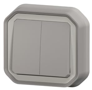 commande double - 10a - gris - encastré - legrand plexo 069815l