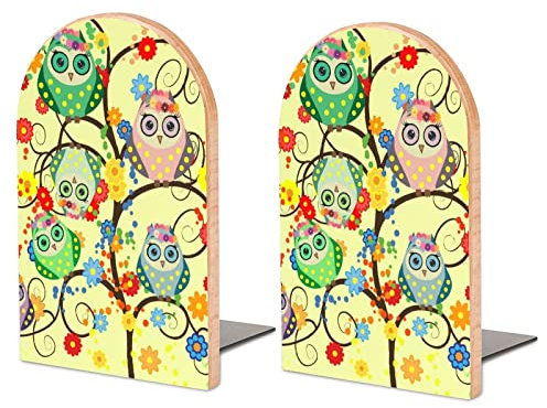 Packung Mit 2 Buchstützen Eule Rutschfester Bücherständer Aus Holz Bücherregal Bücherhalter Für Home Desk Office Library