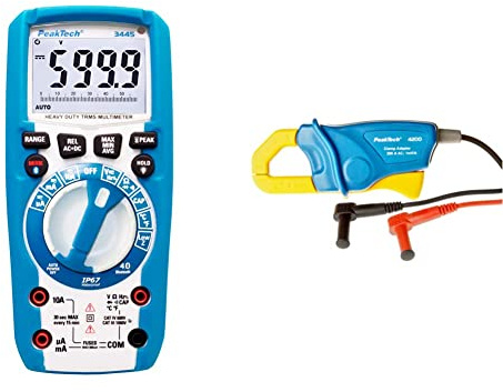 PeakTech 3445 - True RMS Digital Multimeter mit 4.0 Bluetooth & Stromzangenadapter 200 A AC für Digitalmultimeter, 1 Stück, P 4200, Blau