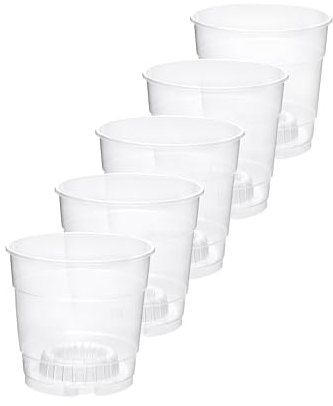 Garronda Macetas de Horticultura Redondas Transparentes Macetas para Cultivo de Plantas y Flores GD-0024 (5 Piezas Transparentes, ⌀ 12cm H 10,5cm)