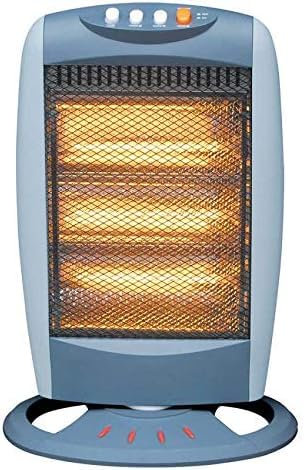 UBOON: Calefactor Estufa Halógena de 3 Tubos Portátil Eléctrico, Bajo Consumo, Sistema de Seguridad Anti-caídas y Regulable en 3 Niveles hasta 1200W (Gris)