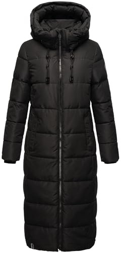MARIKOO Damen Wintermantel warmer Steppmantel lang mit abnehmbarer Kapuze Nadeshikoo XVI XS-5XL