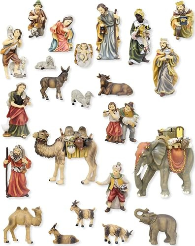 FADEDA 23x Mathias-Krippenfiguren/Höhe:9 cm/handbemalt/detailgetreue Krippen Figuren - Weihnachten Tisch Dekoration Krippe Zubehör