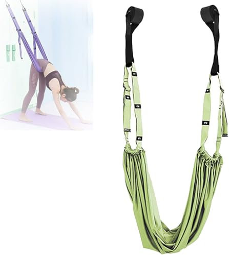 Aerial Yoga Rope for Back Pain, Yoga Stretching Strap, Adjustable Leg Stretching Strap, Adjustable Height Leg Stretcher Waist Back Stretch Band Aerial Yoga, Lower Waist Trainer Belt (Grün)