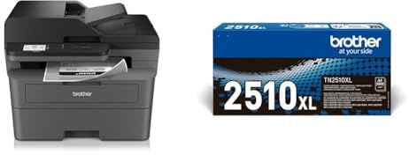 Brother Bundle DCP-L2665DW Imprimante Multifonction 3 en 1 (Impression/Scan/Copie) Laser Noir et Blanc, WiFi et Ethernet + Toner XL Original TN-2510XL Noir supplémentaire (Capacité de 3 000 Pages)