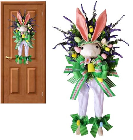 Frühling Osterkranz, ABS Federtürkränze, Osterhasenkranz, Frühlingsdeko Girlanden für Haustür, Fenster, Wand und Sofa für Garten, Wohnzimmer, c