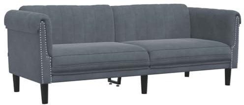 vidaXL Canapé à 3 Places, Siège avec Accoudoirs et Dossier, Meuble de Salon Salle de Séjour Intérieur, Moderne, Gris Foncé Velours