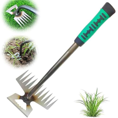 Outil de désherbage de jardin, outil de désherbage à main durable en acier au manganèse, désherbant manuel pour la cour (11 teeth)