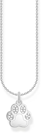 THOMAS SABO Kette mit Pfoten-Anhänger und weißen Steinen Silber 925 Sterlingsilber