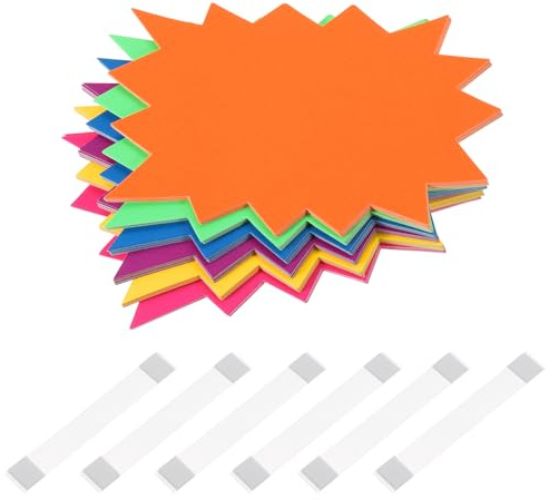 QUARKZMAN Blanko-Stern-Verkaufsschilder, Preisschilder, fluoreszierende Stern-Preisetiketten, 120 x 160 mm, 6 Farben für die Preisauszeichnung im Einzelhandel, 60 Stück