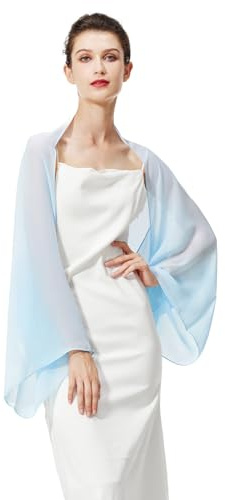 BEAUTELICATE Chal Cape Mujer Fiesta Gasa Bufanda Estola Verano para Novia Bodas Invitada Elegante Ligero (Ice Blue)
