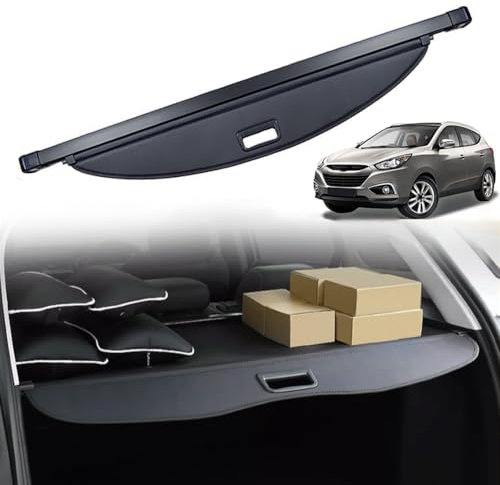 Auto Einziehbarer Laderaumabdeckung Kofferraum für H.y.u.n.d.a.i IX35 2010-2017, Schwarz Schutz Der Privatsphäre Abdeckung Hutablage Cargo Cover, Ausziehbar Kofferraumabdeckung Rollo